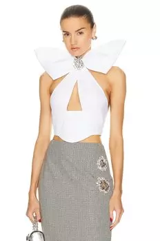 Топ Area Distressed Crystal Bow Halter, белый