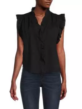 Топ Area Stars Avalon с оборками и пуговицами спереди, черный
