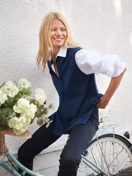 Топ Aria из хлопкового джерси с присборенными манжетами NRBY, темно-синий/белый