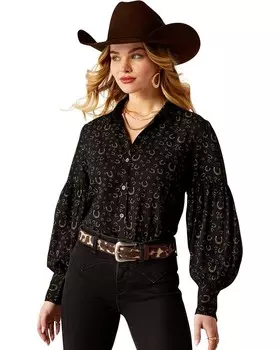 Топ Ariat Blinged Out Top, цвет Golden Horseshoes Print