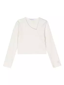 Топ асимметричного кроя с вышитым логотипом Calvin Klein Kids, белый