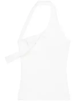 Топ асимметричного кроя в рубчик Courrges, белый