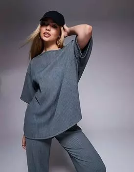 Топ ASOS DESIGN Coord с приспущенными плечами в сланцево-сером цвете с грубой текстурой