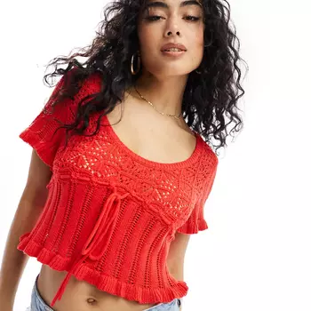 Топ Asos Design Knitted In Open Stitch, красный