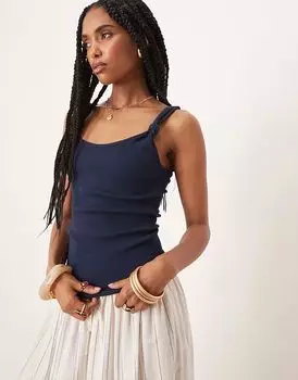 Топ ASOS DESIGN с узлом на ремне темно-синего цвета