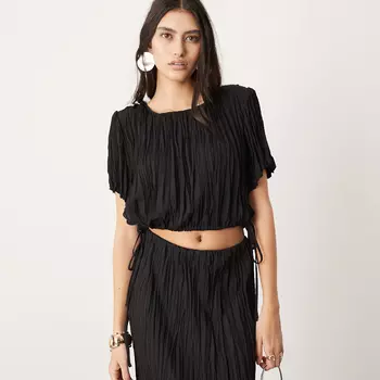 Топ Asos Edition Plisse Shoulder Pad, черный