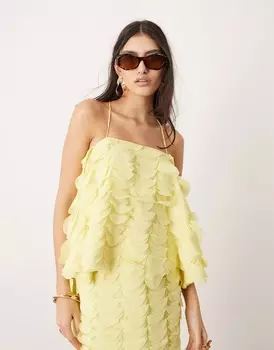 Топ Asos Edition Textured Circle Drape Cami, желтый