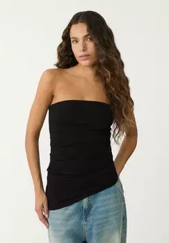 Топ ASYMMETRIC BANDEAU Stradivarius, черный
