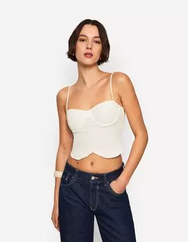 Топ ASYMMETRIC BLEND Bershka, белый
