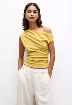 Топ ASYMMETRIC RUSTIC PULL&BEAR, горчично-желтый