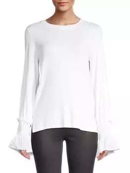 Топ Атласный Kobi Halperin Alix со сборками, белый