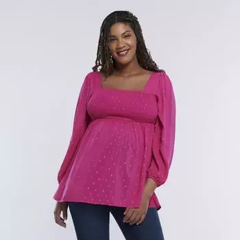 Топ бэби-долл для беременных с присборенным верхом Motherhood, цвет cabaret