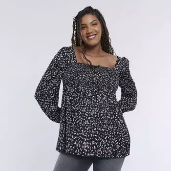 Топ бэби-долл для беременных с присборенным верхом Motherhood, цвет black ditsy
