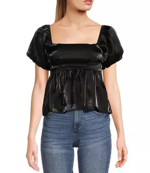 Топ Baby Doll с объемными рукавами Honey & Sparkle, черный