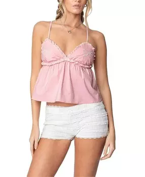 Топ Babydoll Edikted с бантом и оборками, розовый