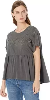Топ Babydoll с люверсами Lucky Brand, цвет Washed Black