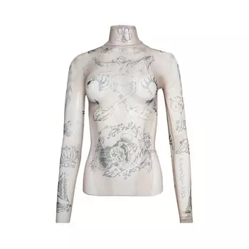 Топ Balenciaga Tatoo Long-Sleeve Top, цвет Light Beige
