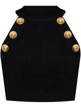 Топ Balmain с пуговицами, черный