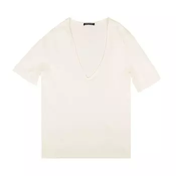 Топ Balmain Short-Sleeve V Neck Knit Top White, белый