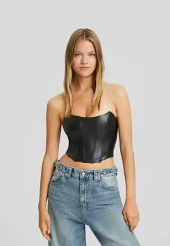 Топ Bandeau Crop Bershka, черный
