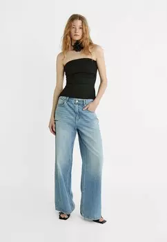 Топ BANDEAU WITH SIDE VENTS Stradivarius, черный