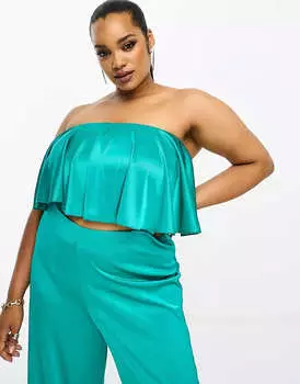 Топ-бандо ASOS DESIGN Curve Co-ord Satin Twill Floaty, бирюзовый