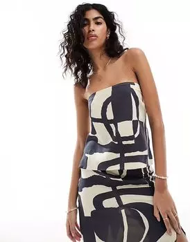 Топ-бандо ASOS DESIGN с однотонным абстрактным принтом
