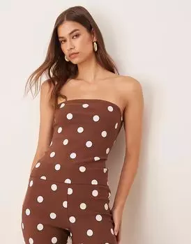Топ-бандо ASOS DESIGN в коричневый горошек цвета бенгалин