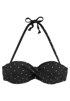 Топ бандо бикини LASCANA Bandeau Bikini Top Sparkel, черный