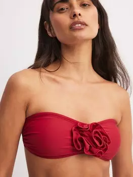 Топ бандо бикини NA-KD Bandeau Bikini Top, цвет blood red