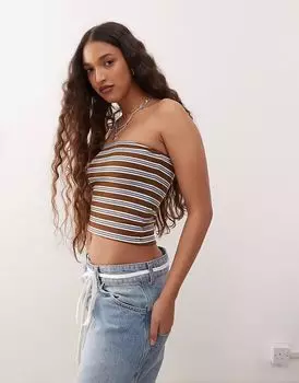 Топ-бандо COLLUSION в полоску коричневого цвета