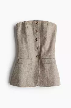 Топ-бандо H&M A/W 2024 Button-Front, бежевый