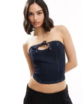 Топ-бандо из денима цвета индиго с вырезом ASOS DESIGN