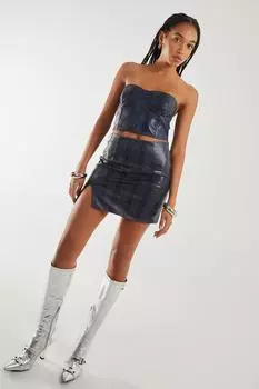 Топ-бандо из искусственной кожи со змеиным принтом Pink Vanilla, синий