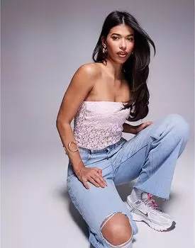 Топ-бандо из кружева ASOS DESIGN нежно-розового цвета