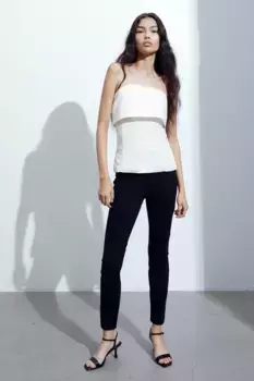 Топ-бандо из смесового льна H&M, бежевый
