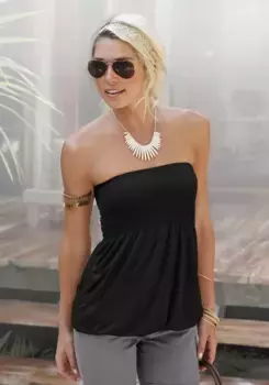 Топ-бандо LASCANA, с широкой дымчатой вставкой и резинкой, без плеч, черный