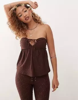 Топ-бандо Motel boyd Broderie коричневого цвета