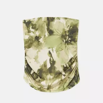 Топ бандо Pull&Bear Floral Bandeau, зеленый/экрю