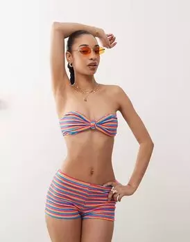 Топ-бандо Reclaimed Vintage в красную полоску из махровой ткани