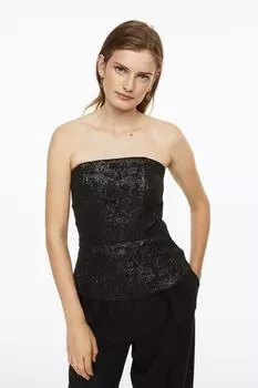 Топ-бандо с баской H&M, черный