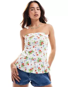 Топ-бандо с баской и фруктовым принтом ASOS DESIGN