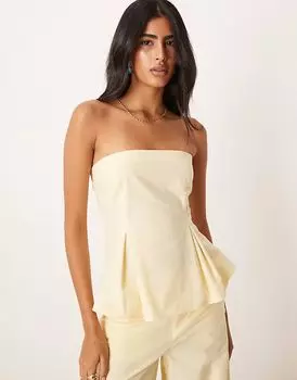 Топ-бандо с льняной смесью ASOS DESIGN цвета пахты