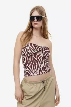 Топ-бандо с перекрученными деталями H&M, темно-коричневый/зебра