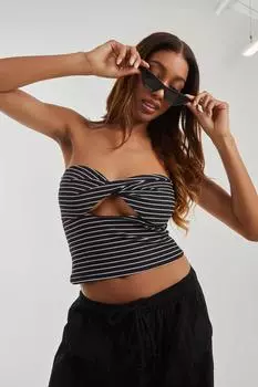 Топ-бандо в полоску с крутыми вырезами Pink Vanilla, черный