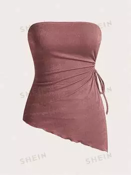 Топ-бандо женский Shein Mod с завязками по бокам и неровным подолом, розовый