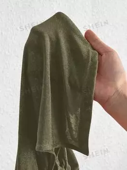 Топ-бандо женский Shein Mod с завязками по бокам и неровным подолом, зеленый