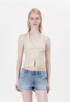 Топ BARE CLEAN FRONT HALTER VEST Abercrombie & Fitch, бежевый