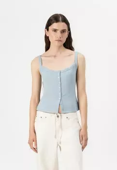 Топ BARE POWDERED BUTTON THROUGH BOY TANK Abercrombie & Fitch, темно-синий