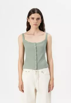 Топ BARE POWDERED BUTTON THROUGH TANK Abercrombie & Fitch, зеленый